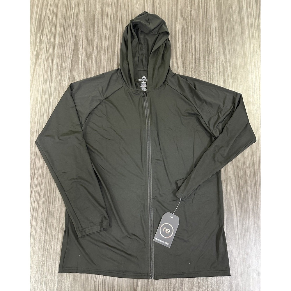 NWT Real Essentials Men's Black Dry-Fit Full Zip Jacket Hoodie Size Large